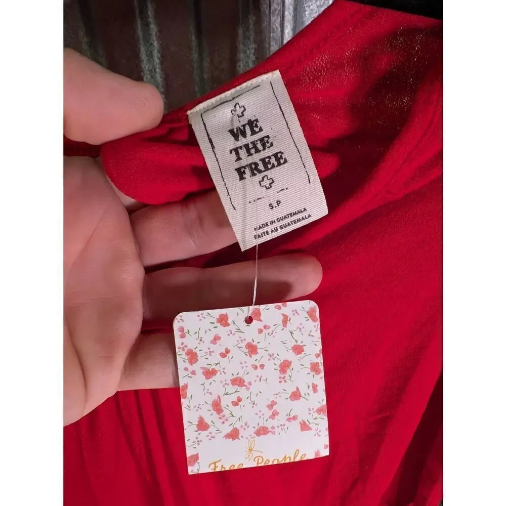 NWT Free People We The Free Cold Shoulder Red Women's Top Small